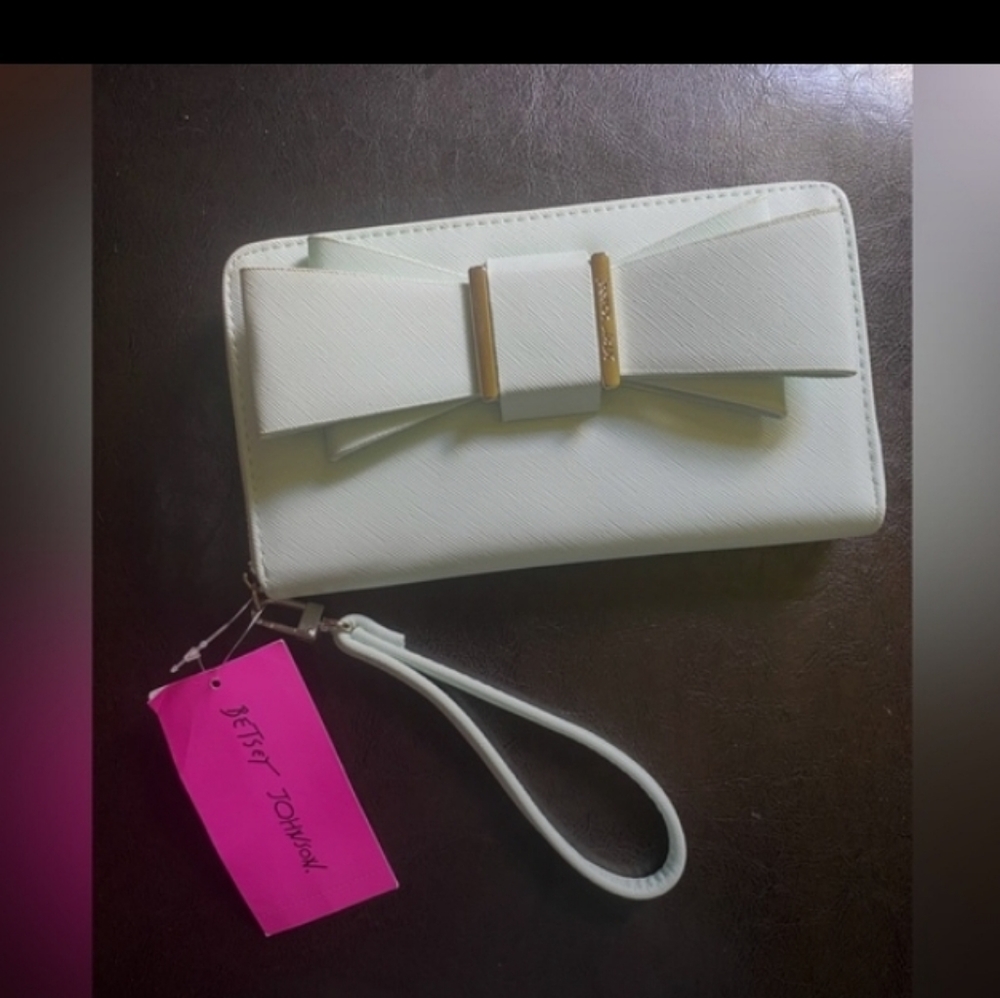NWT BLUE BETSEY JOHNSON BOW WALLET WRISTLET